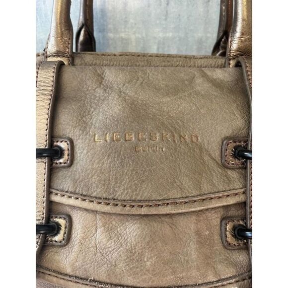 Liebeskind Berlin‎ Leather Gold Metallic Crossbody Handbag Tote Satchel - Picture 7 of 10